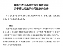三季度亏损扩大期末借款53.1亿 隆平高科507.2万转让四川玉米80%股权