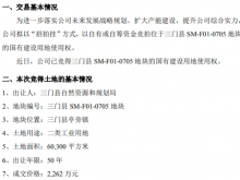 三友科技竞得三门县SM-F01-0705地块的国有建设用地使用权 成交价格2262万